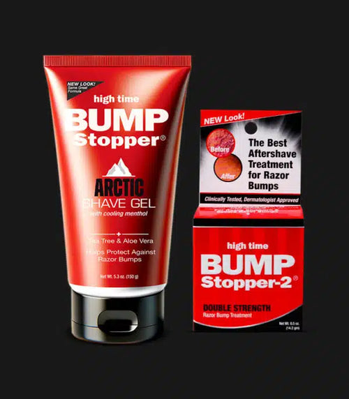 image of Bump Stopper products - Arctic Shave Gel and Bump Stopper-2 on a black background